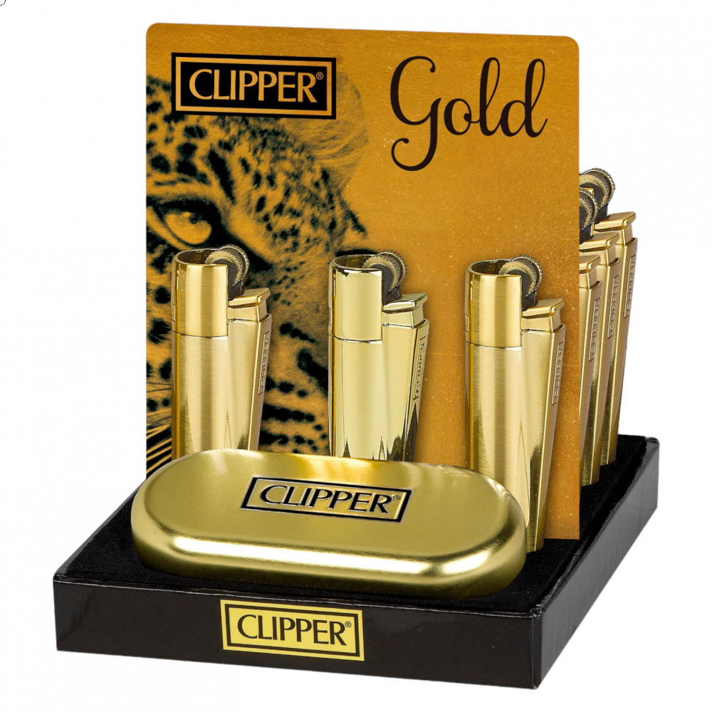 Clipper Metal Lighters Display - Gold (12 pcs)