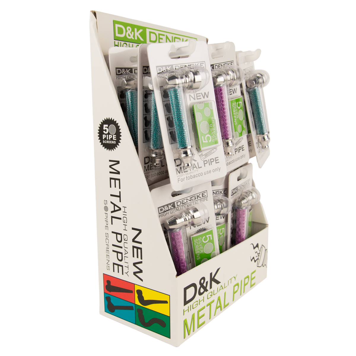 D&K Smokers Pipes: Metal Blue & Pink Sparkle (24 pack)