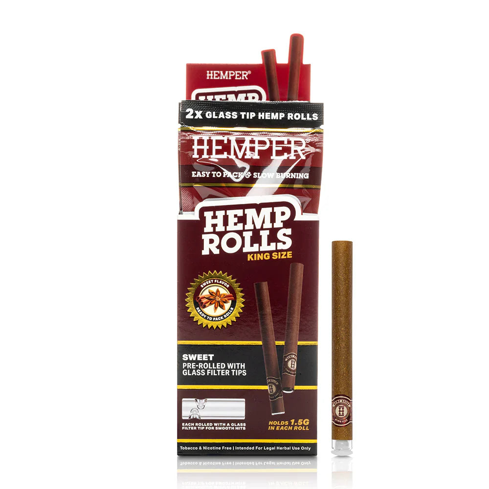 Hemper Hemp Cone Rolls + Glass Tips 2 Pack (12 pcs) - Sweet