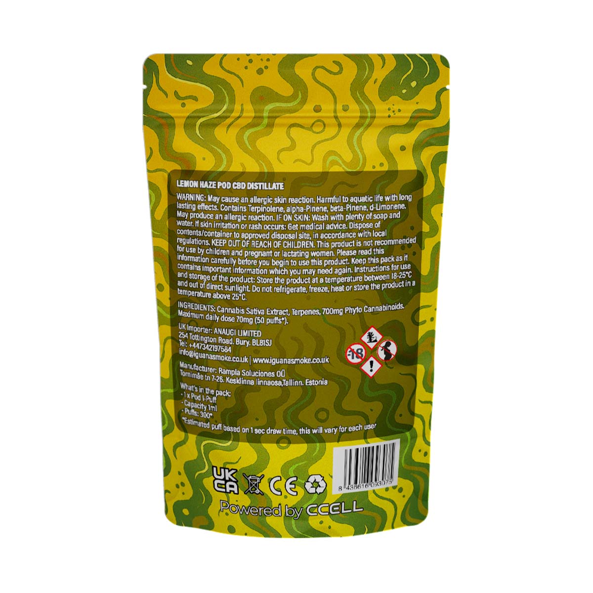 Iguana Smoke I-Puff Replacement Pod: Lemon Haze - 700mg (Single Piece)