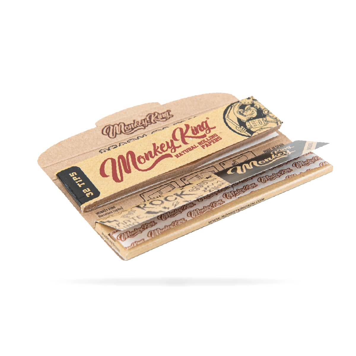 Monkey King Rolling Papers & Tips: Natural Unbleached - King Size (24 Pack)