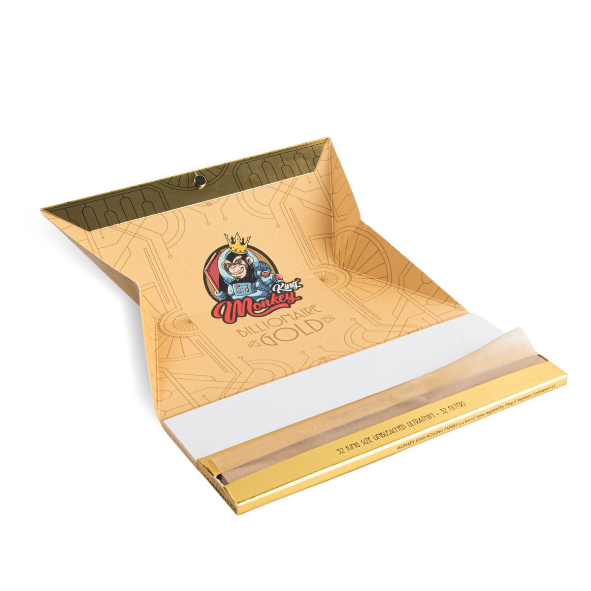Monkey King Rolling Papers & Tips: Billionaire Gold XL - Extra Long (24 Pack)
