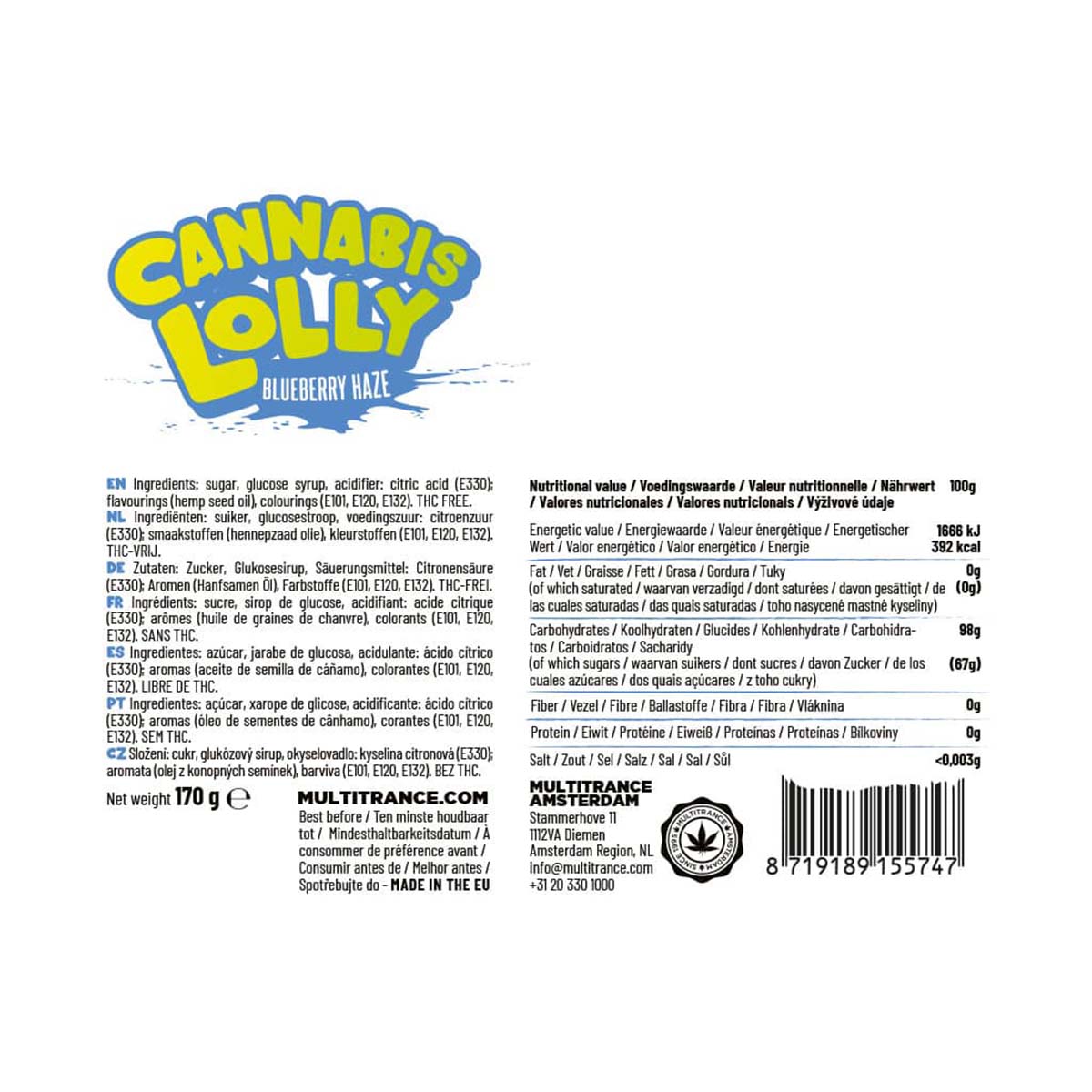 Multitrance Cannabis Lollipops: Blueberry Haze (10 Pack)