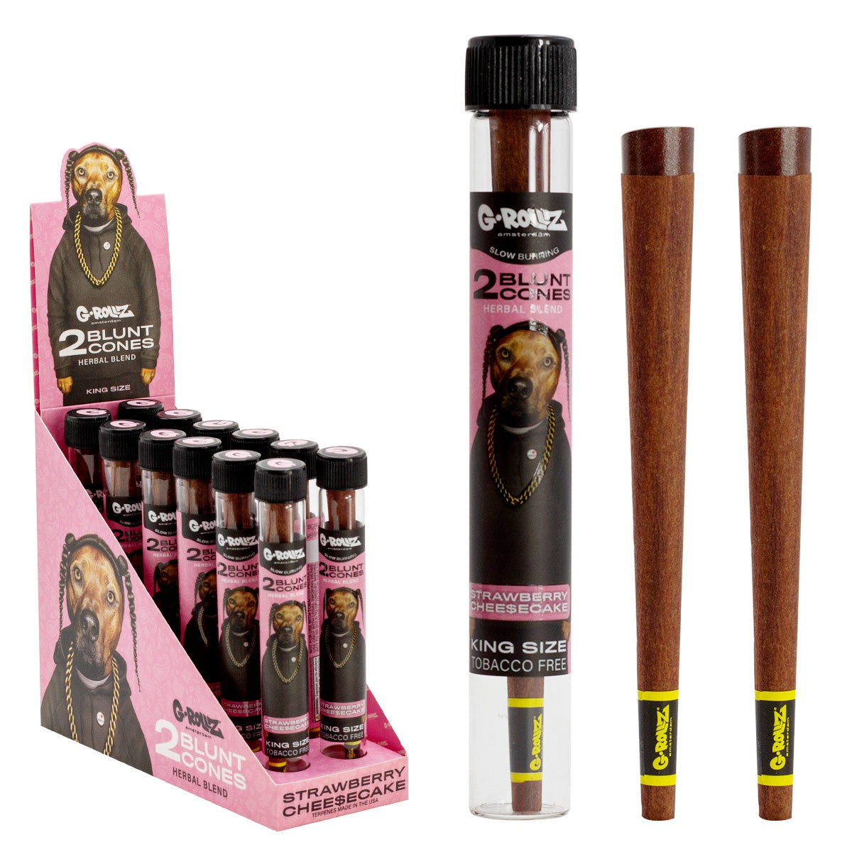 G-Rollz Terpene Infused Yerba Mate & Chamomile Blunt Cones - Strawberry Cheesecake (12 pcs)