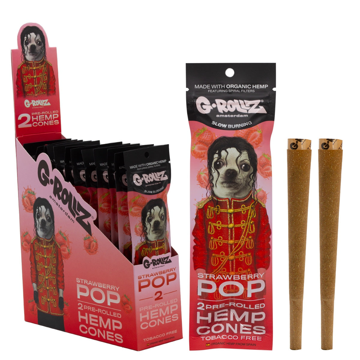 G-Rollz Pre-Rolled Hemp Cones - Strawberry Pop (12pcs)