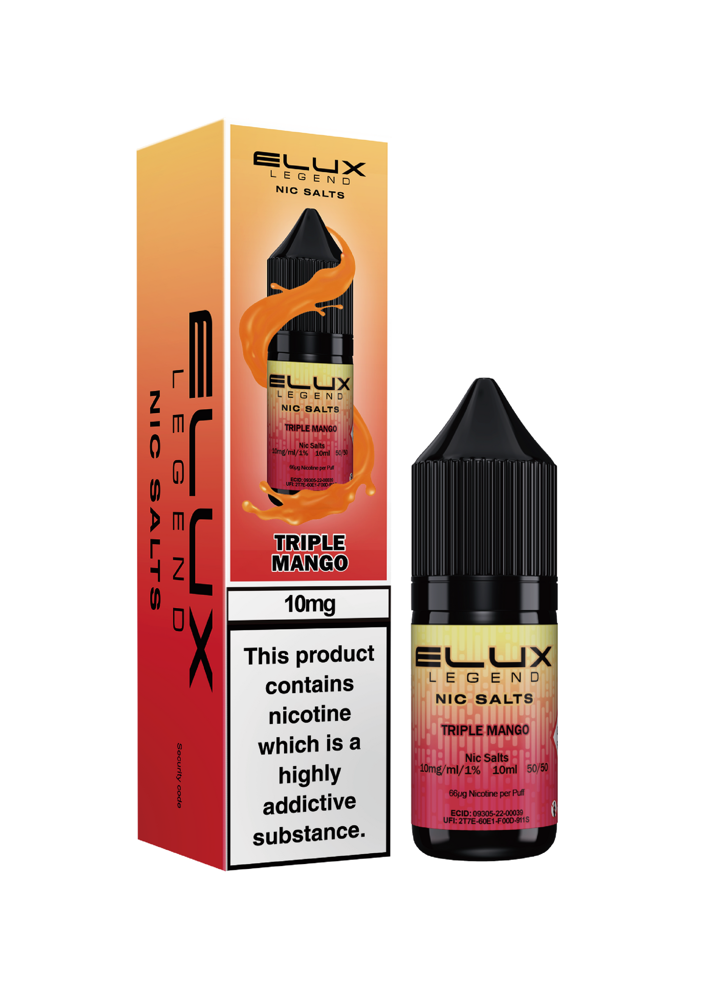 Elux Legend Nic Salts: Triple Mango - 10mg (10 Pack)