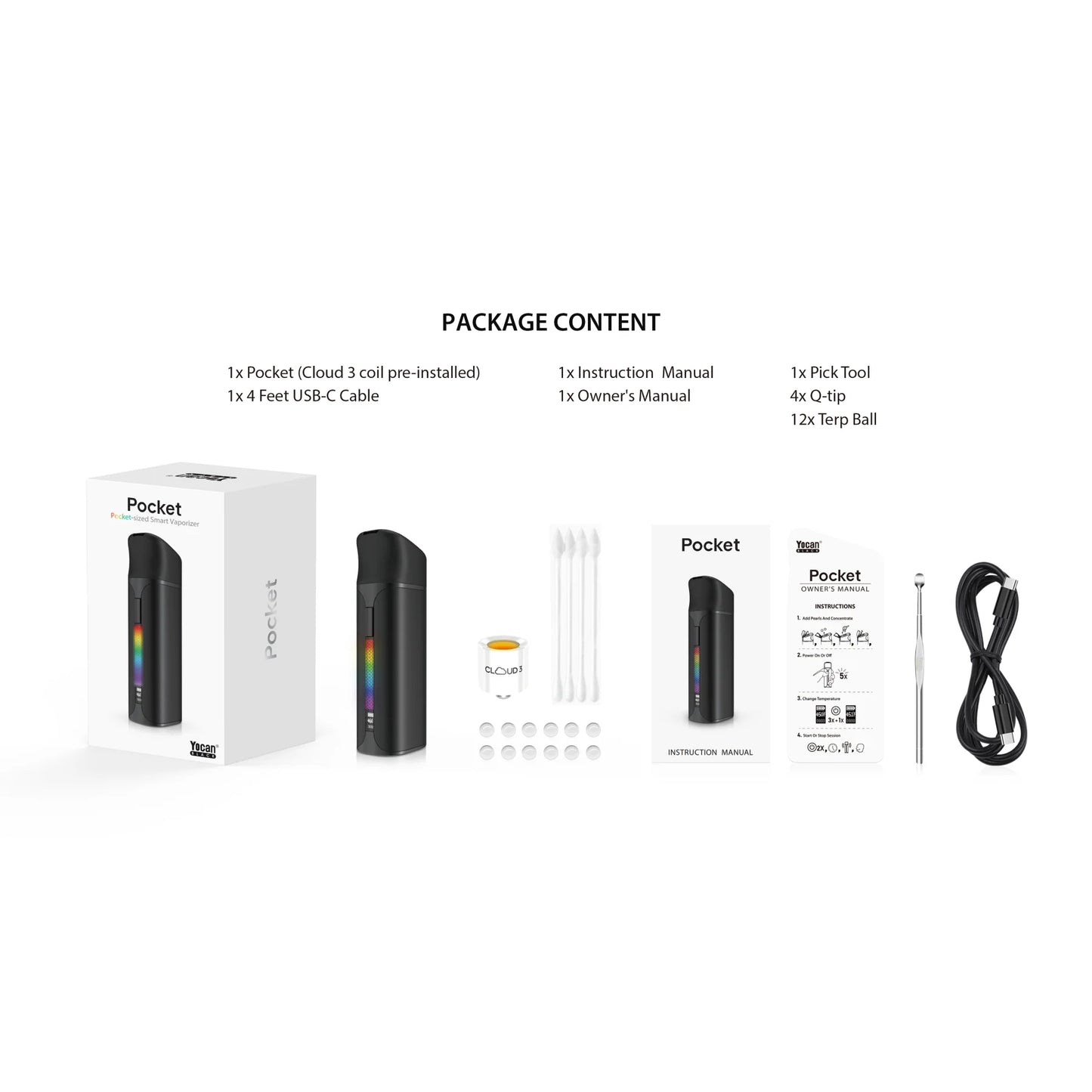 Yocan Black Pocket Concentrate Vaporizer: Quicksilver (Single Piece)