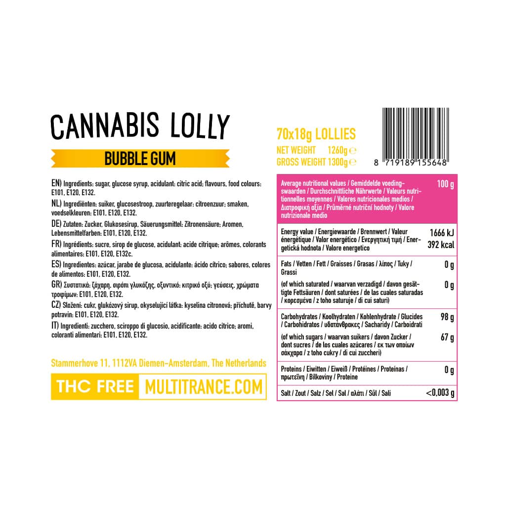 Multitrance Haze Lollipops - Bubblegum (70 pcs)
