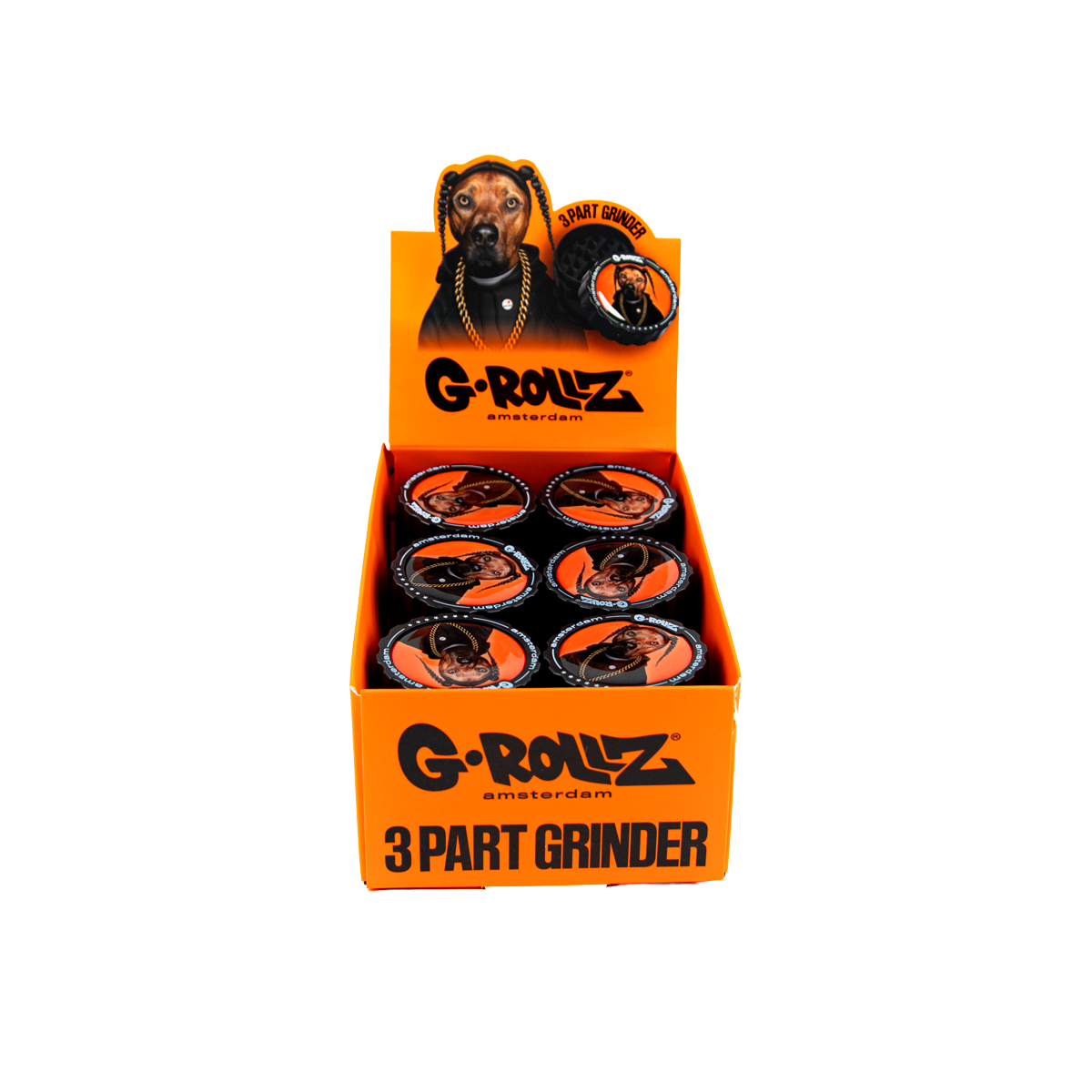 G-Rollz Rap Dog 3 Part Grinders 18 Pack | Smoking Accessories