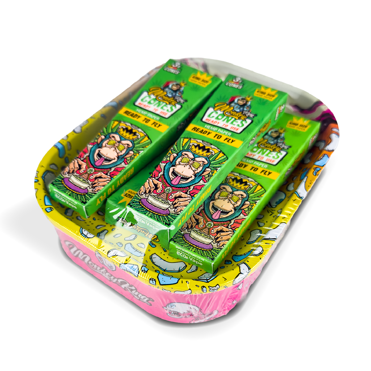 Monkey King Rolling Tray Box + Hemp Cones: Skulls