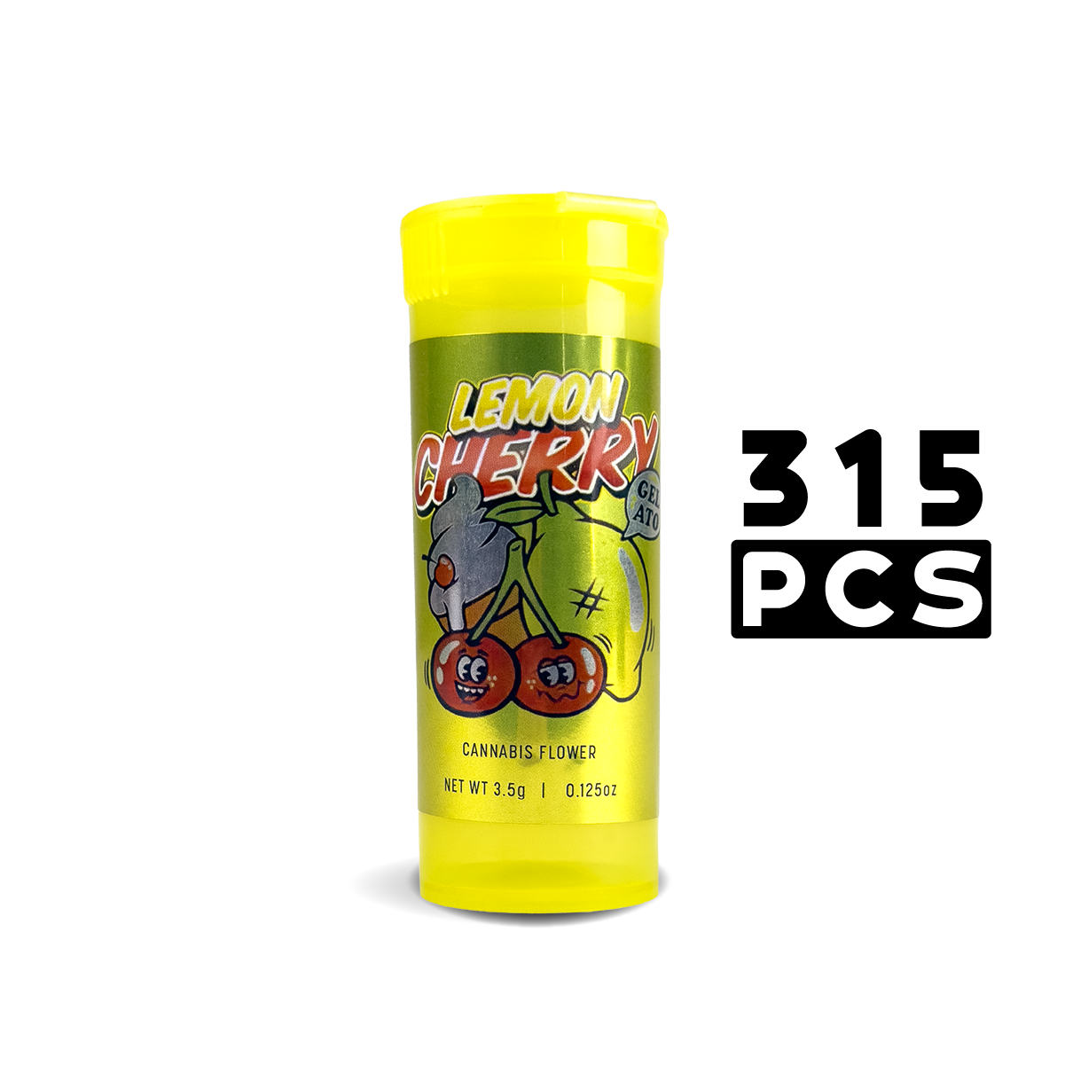 Stash Potz + Label Roll: Yellow Pot - Lemon Cherry Gelato (315pcs Carton)