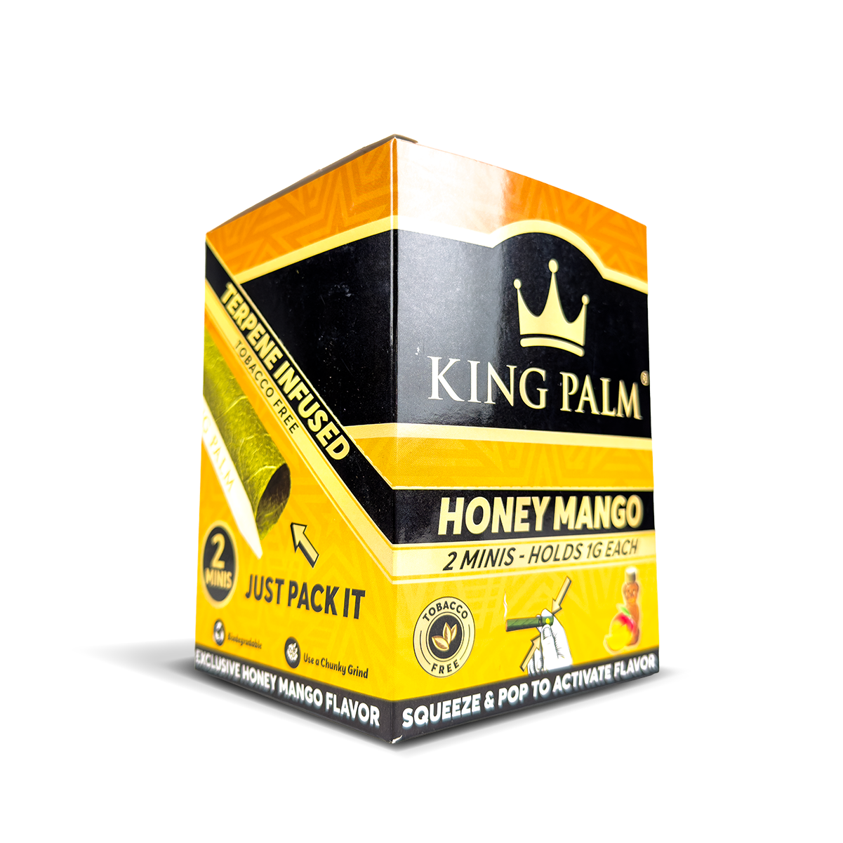 King Palm Mini Leaf Rolls 1g: Honey Mango - 2x Rolls (20 Pack)