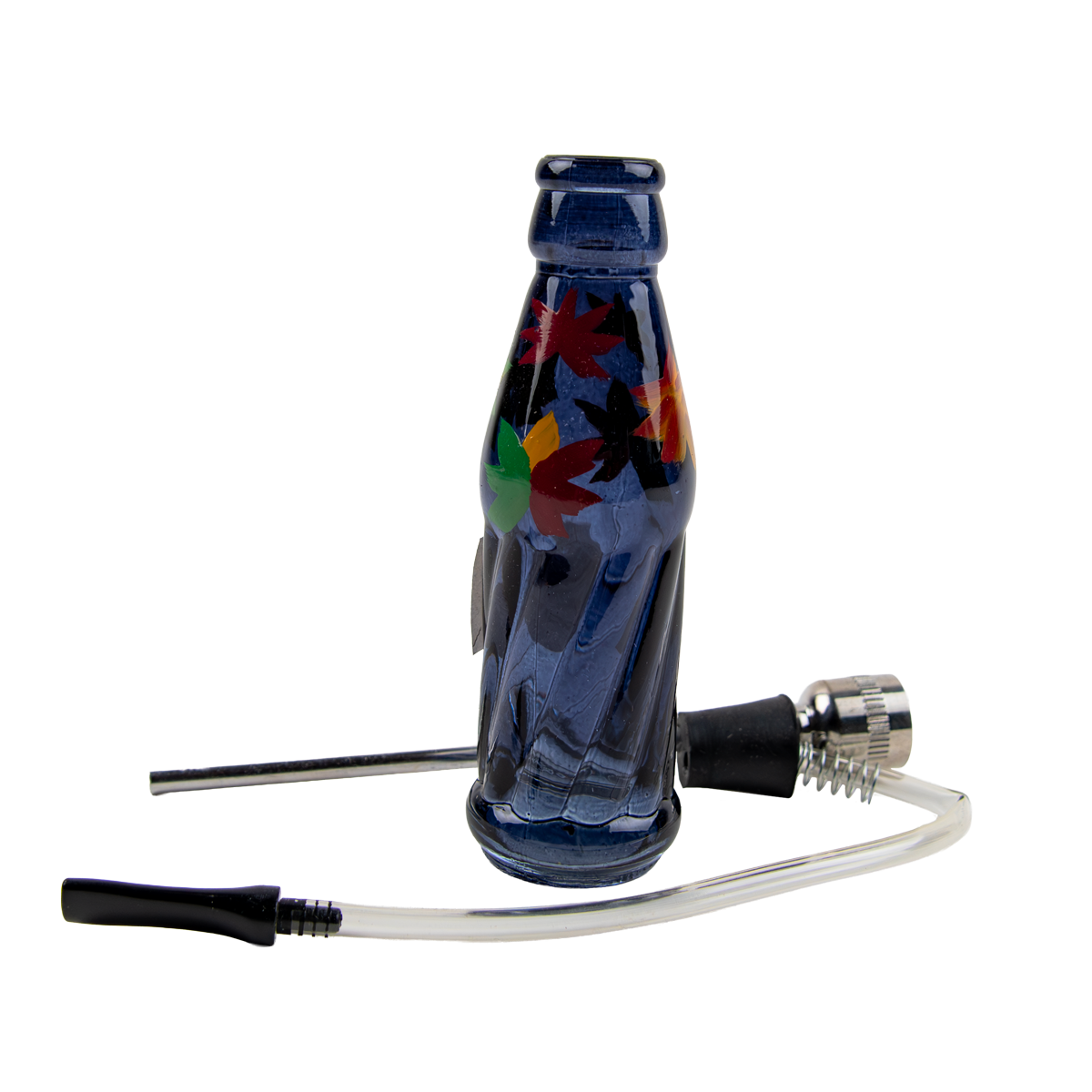 Sparkys Mini Glass Bottle Bong - Painted Leaf (12 Pack)