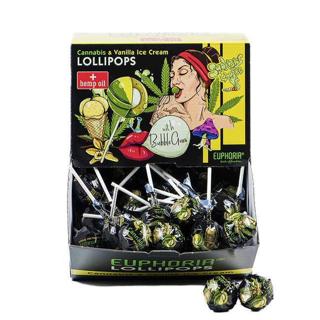 Euphoria Cannabis Lollipops with Bubblegum - Vanilla Ice Cream (100pcs)-Euphoria-Blazed Wholesale