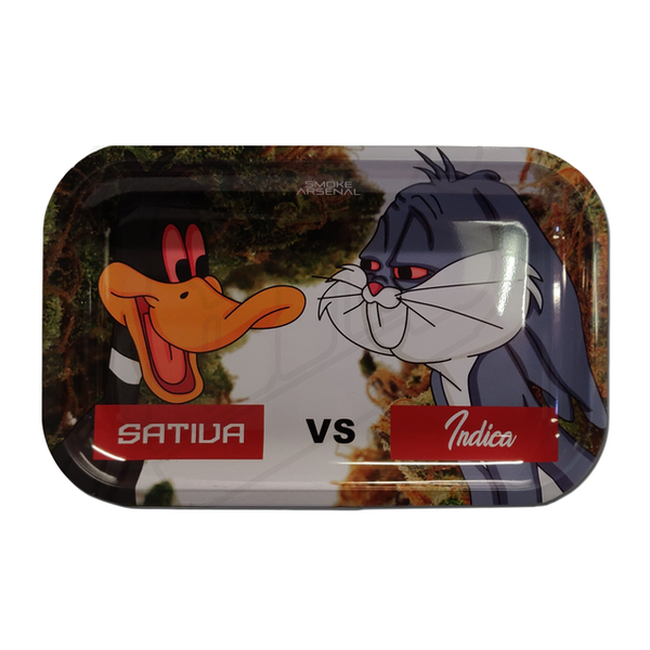 Smoke Arsenal Rolling Tray Medium - Sativa vs Indica-Smoke Arsenal-Blazed Wholesale