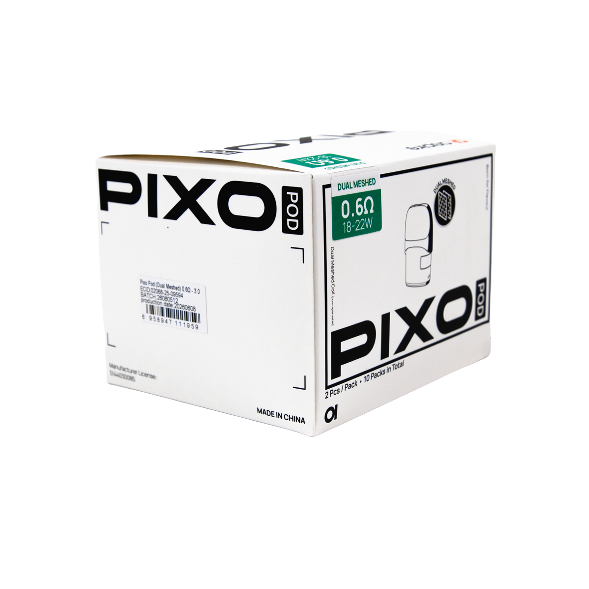 Aspire Pixo Side Fill Dual Mesh Replacement Pods 2 Pack - (10 Pack)