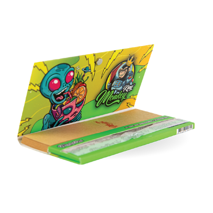 Monkey King Rolling Papers & Tips: Alien Burst - King Size Unbleached (24 Pack)