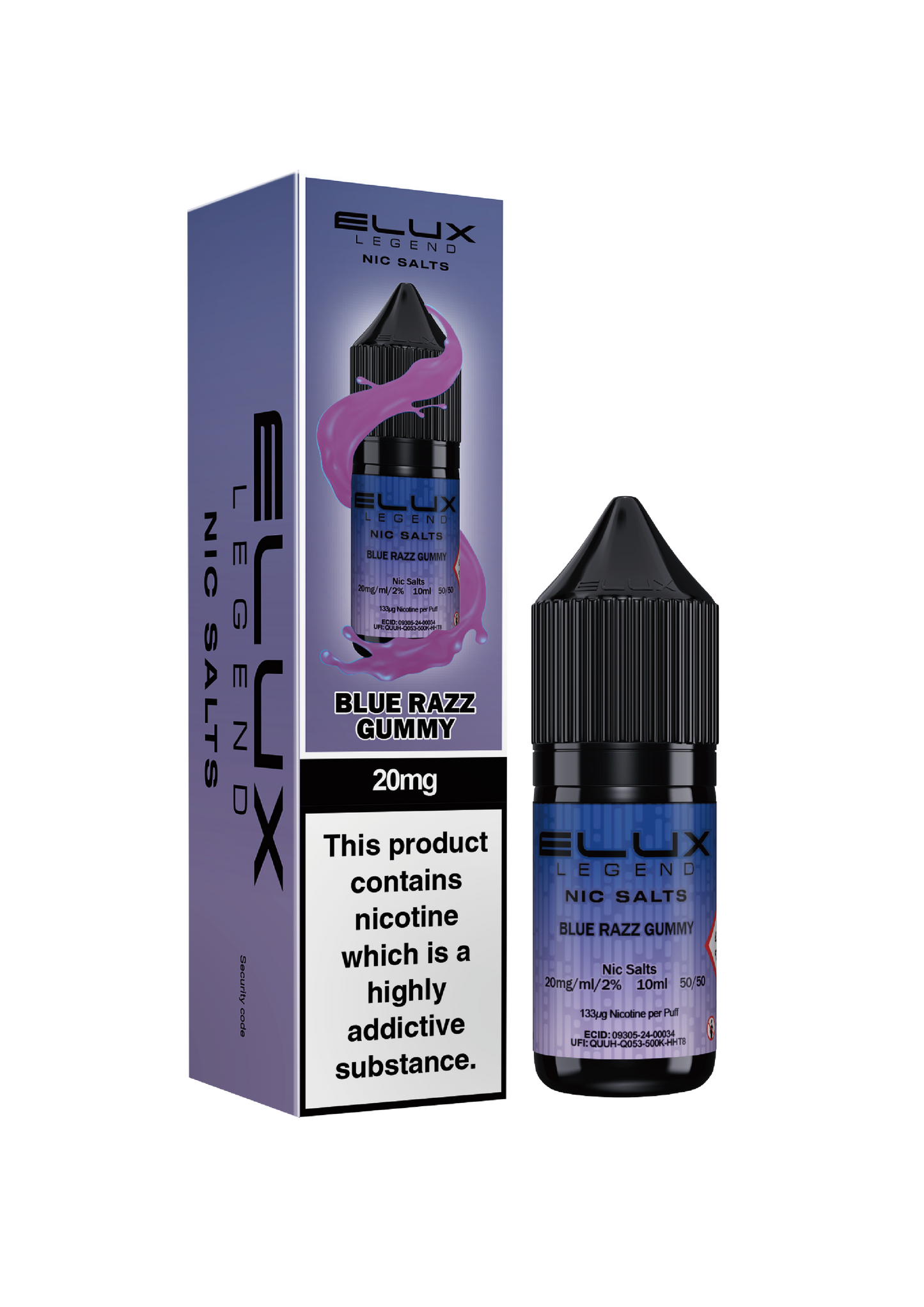 Elux Legend Nic Salts: Blue Razz Gummy - 10mg (10 Pack)