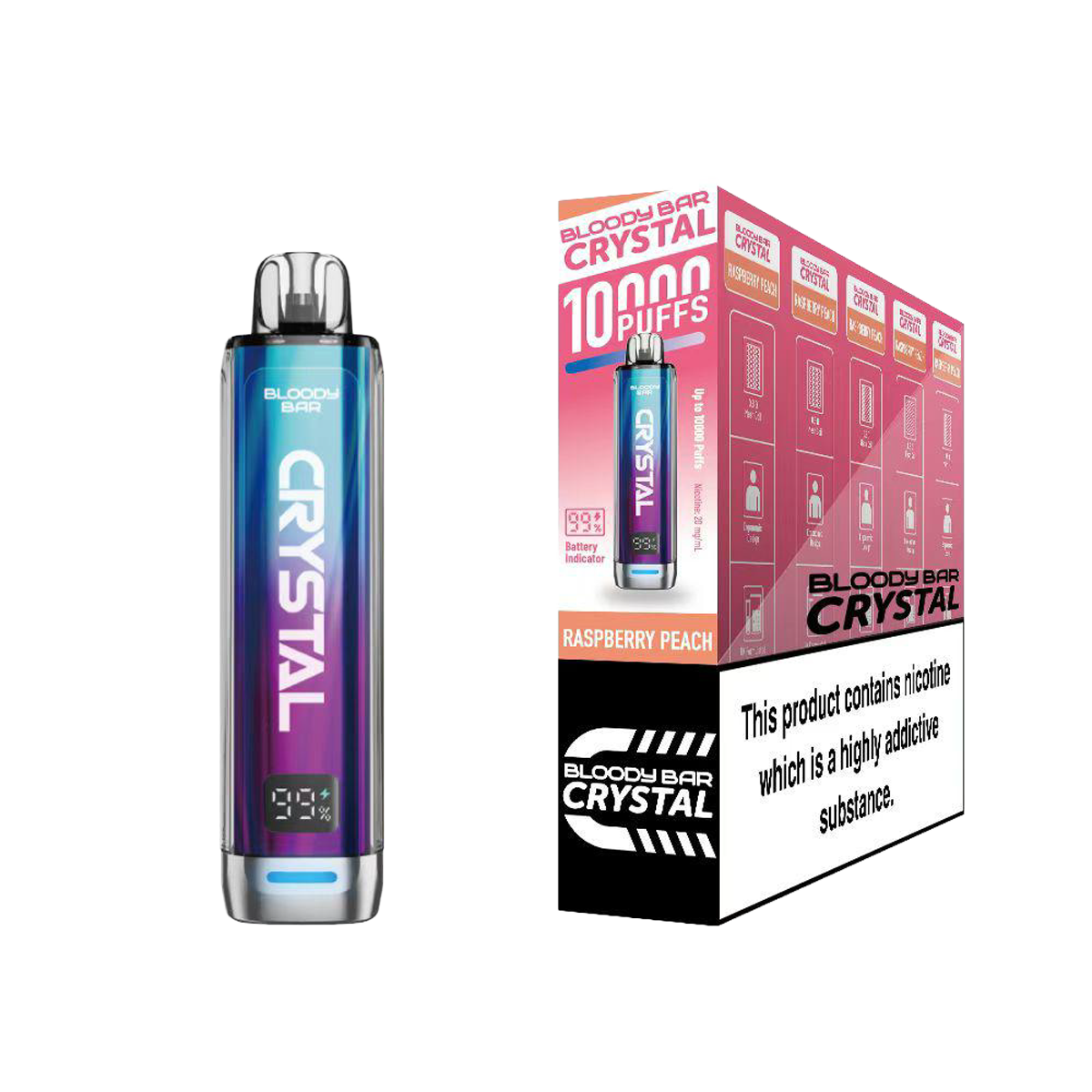 Bloody Bar Crystal 10K Pod Kits: Raspberry Peach - 20mg
