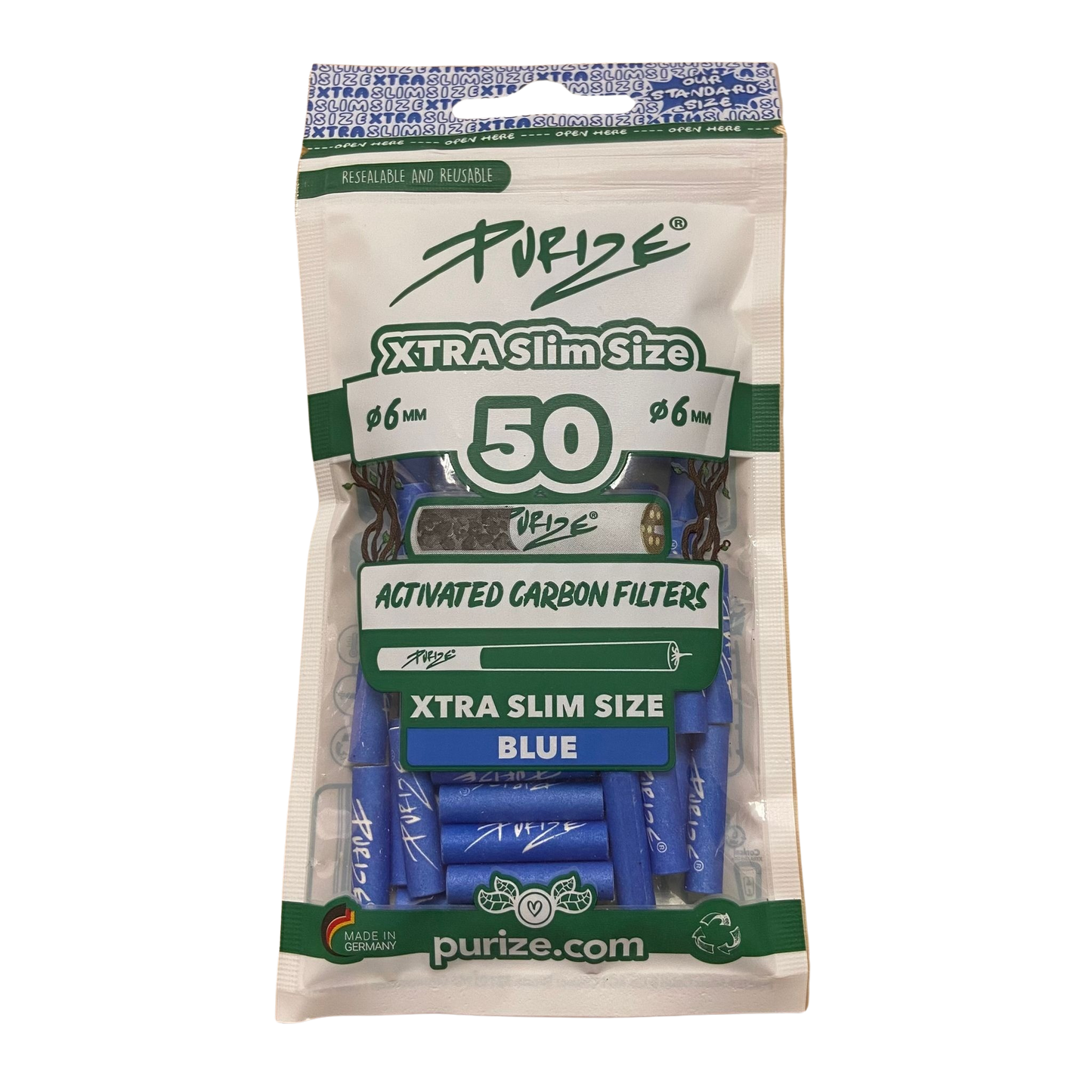PURIZE® Activated Carbon Xtra Slim Filters 6mm (50 pcs)