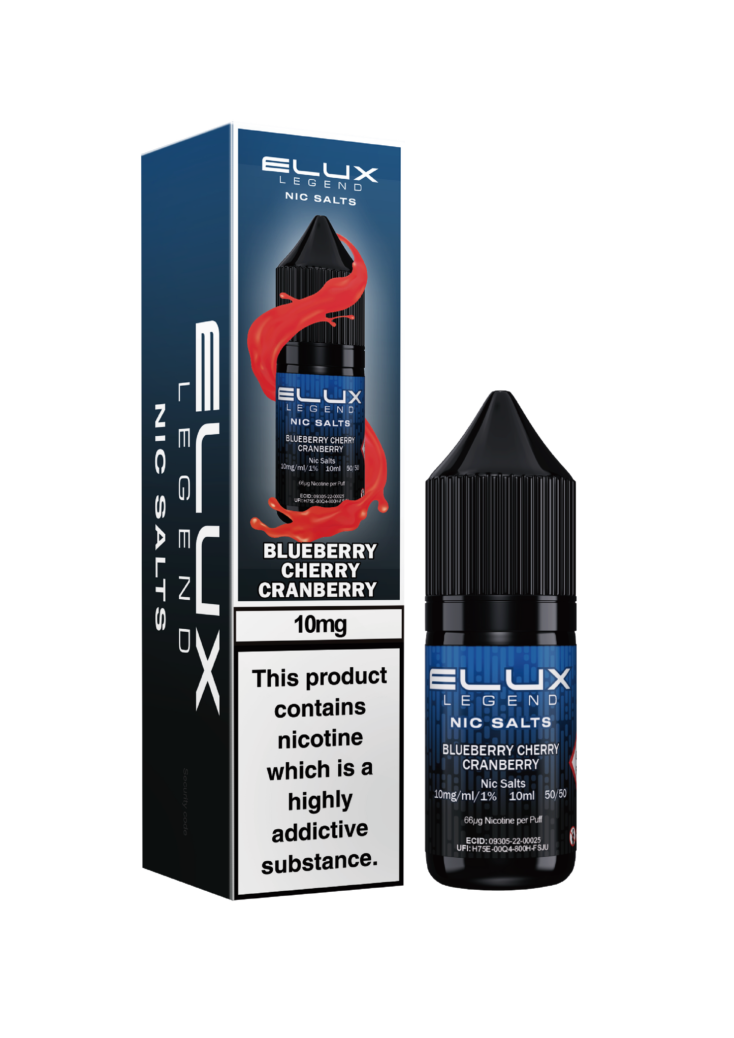 Elux Legend Nic Salts: Blueberry Cherry Cranberry - 10mg (10 Pack)