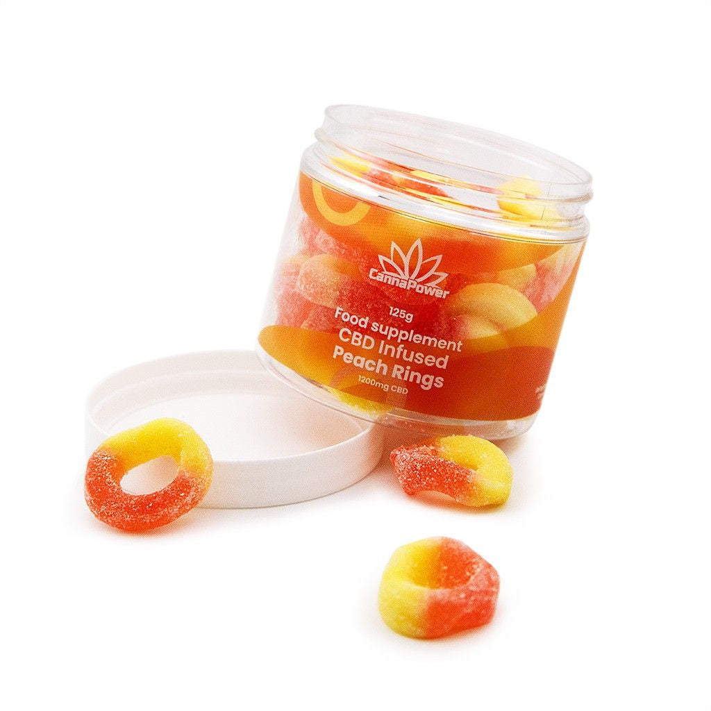 Cannapower CBD Infused Peach Rings - 1200mg - 125g