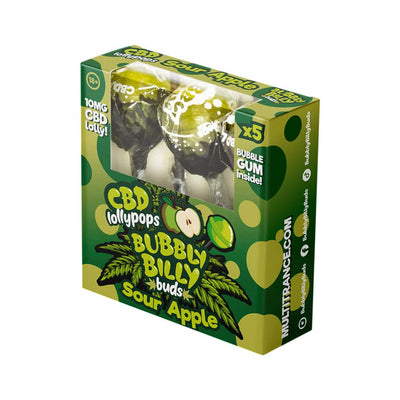 Multitrance Bubbly Billy Buds CBD Sour Apple Lollypops - Gift Box (5 pcs)