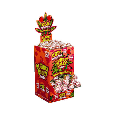 Multitrance Bubbly Billy Buds CBD Sour Raspberry Lollypops (100 pcs)