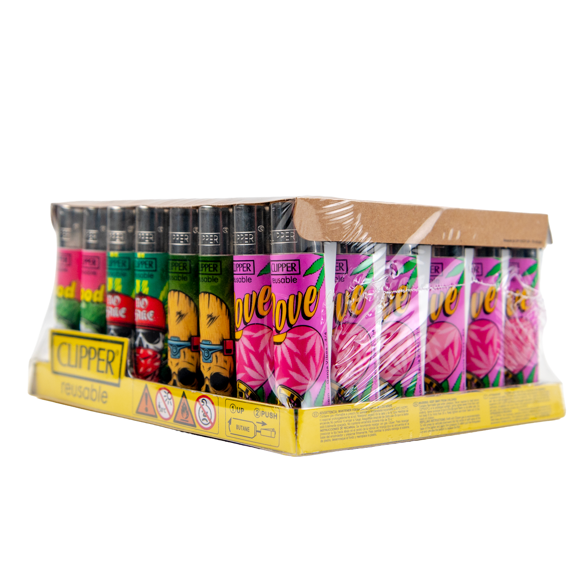 Clipper: Ganja Vibes LB Lighters (48 Pack)