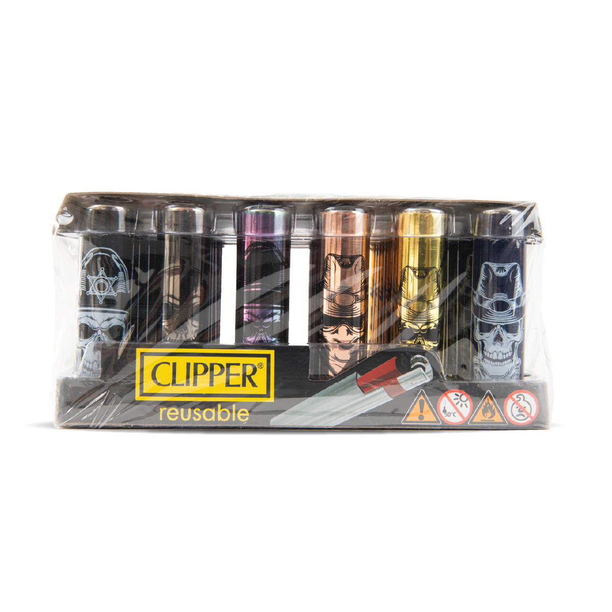 Clipper Lighters - Metal Western Skulls (30pcs)