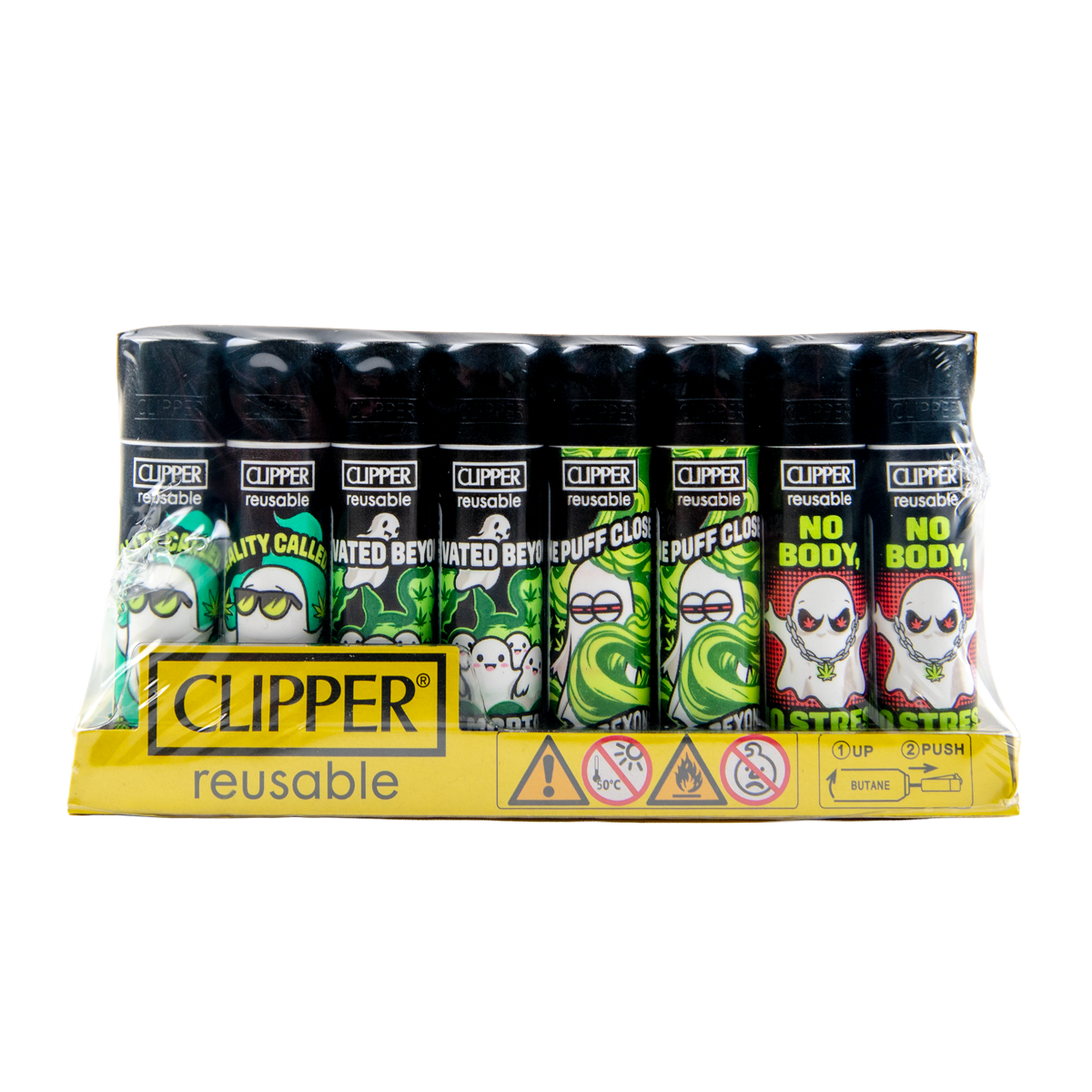 Clipper: Paranormal Puffs BW Lighters (48 Pack)