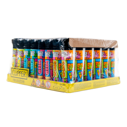 Clipper: Pop Weed BW LB Lighters (48 Pack)
