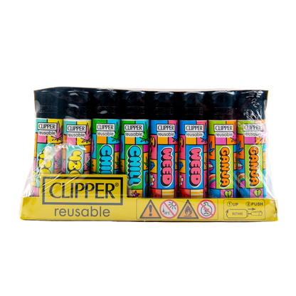 Clipper: Pop Weed BW LB Lighters (48 Pack)