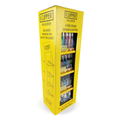 Clipper Lighter Display Stand: 4 Tier - 96 Lighters + 8 FREE!