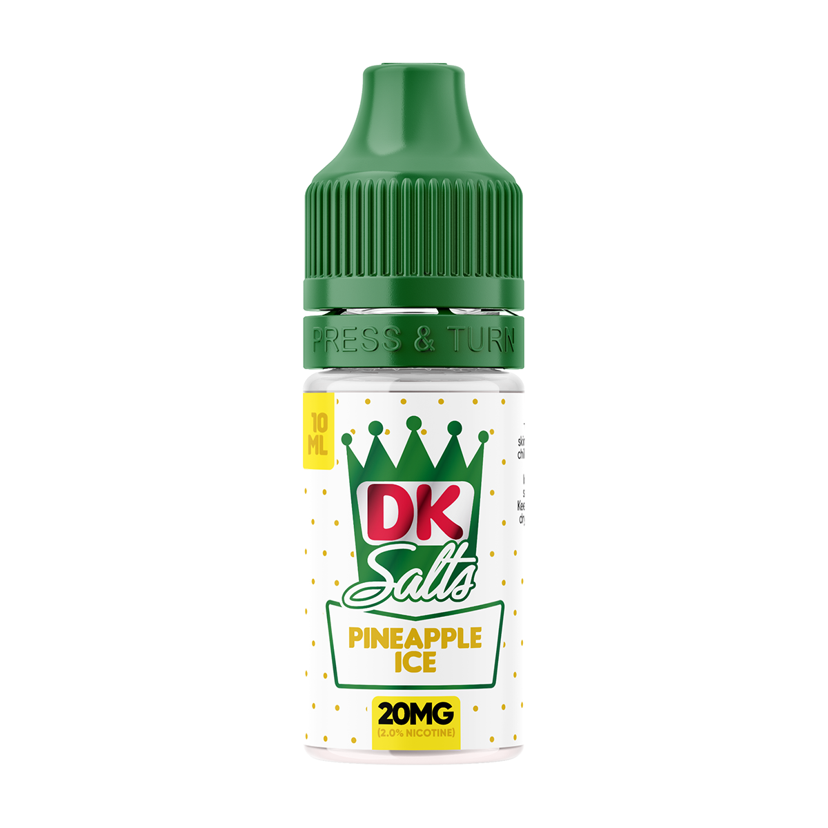 DK Salts Pineapple Ice vape juice bottle on a white background