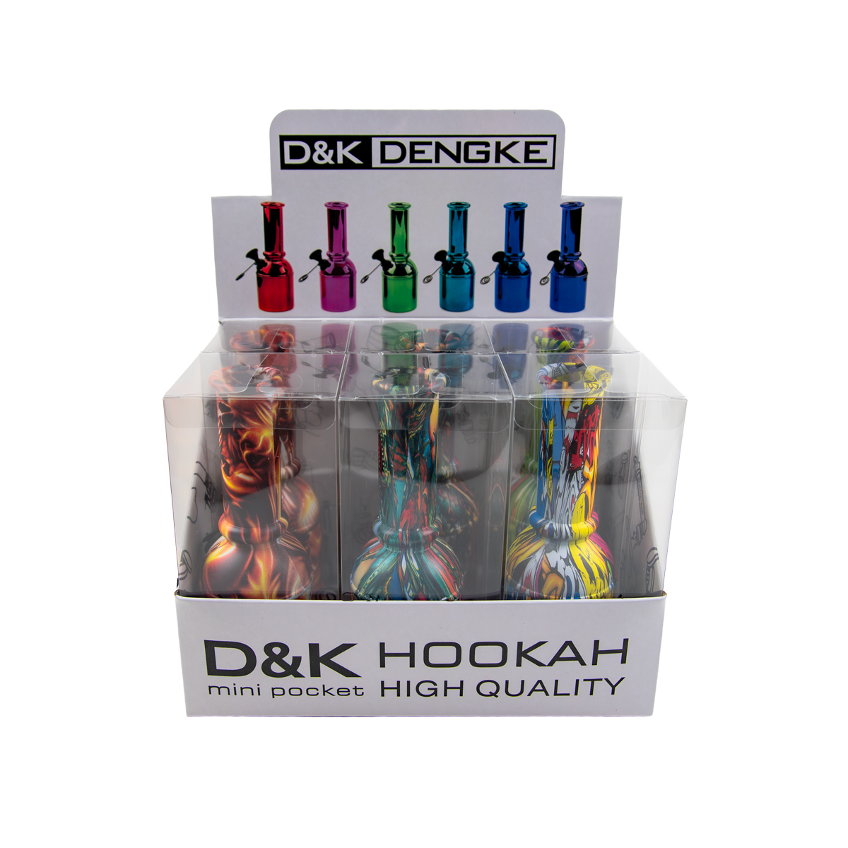 D&K Mini Print Design Glass Bong - Mixed Design (6 Pack)