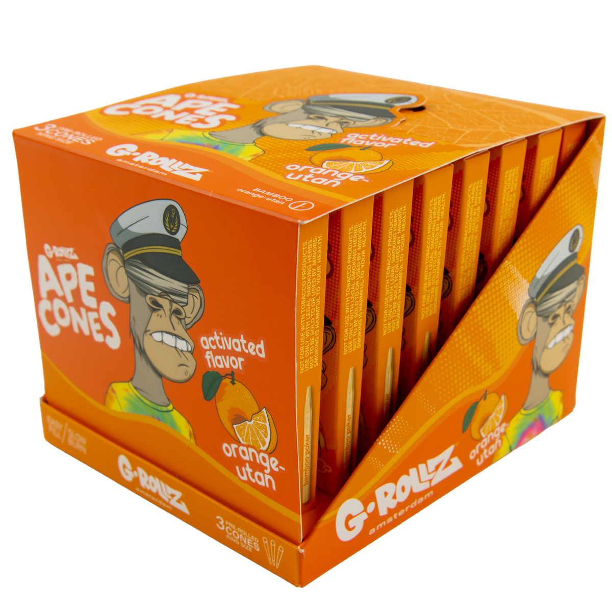 G-Rollz 'Ape Cones' King Size Pre-Rolled 3pcs Pack - Orange-Utan (24 Pack)