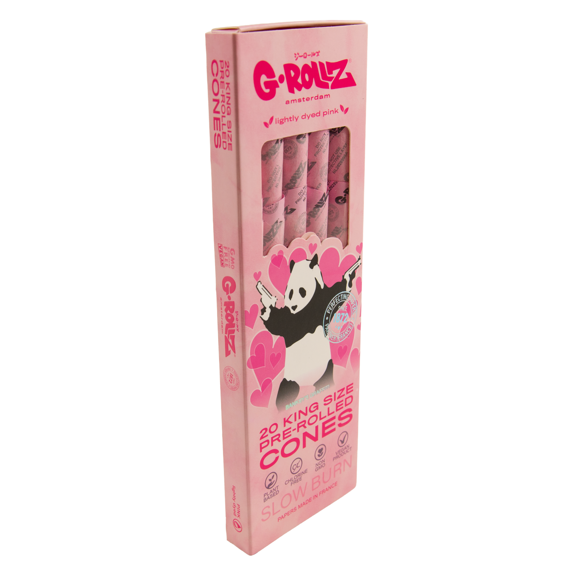 G-Rollz Banksy's Graffiti 'Panda Gunnin' Pink King Size Pre-rolled Cones 20pcs Pack