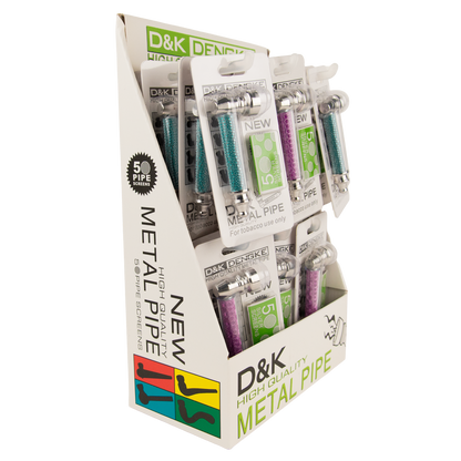 D&K Smokers Pipes: Metal Blue & Pink Sparkle (24 pack)