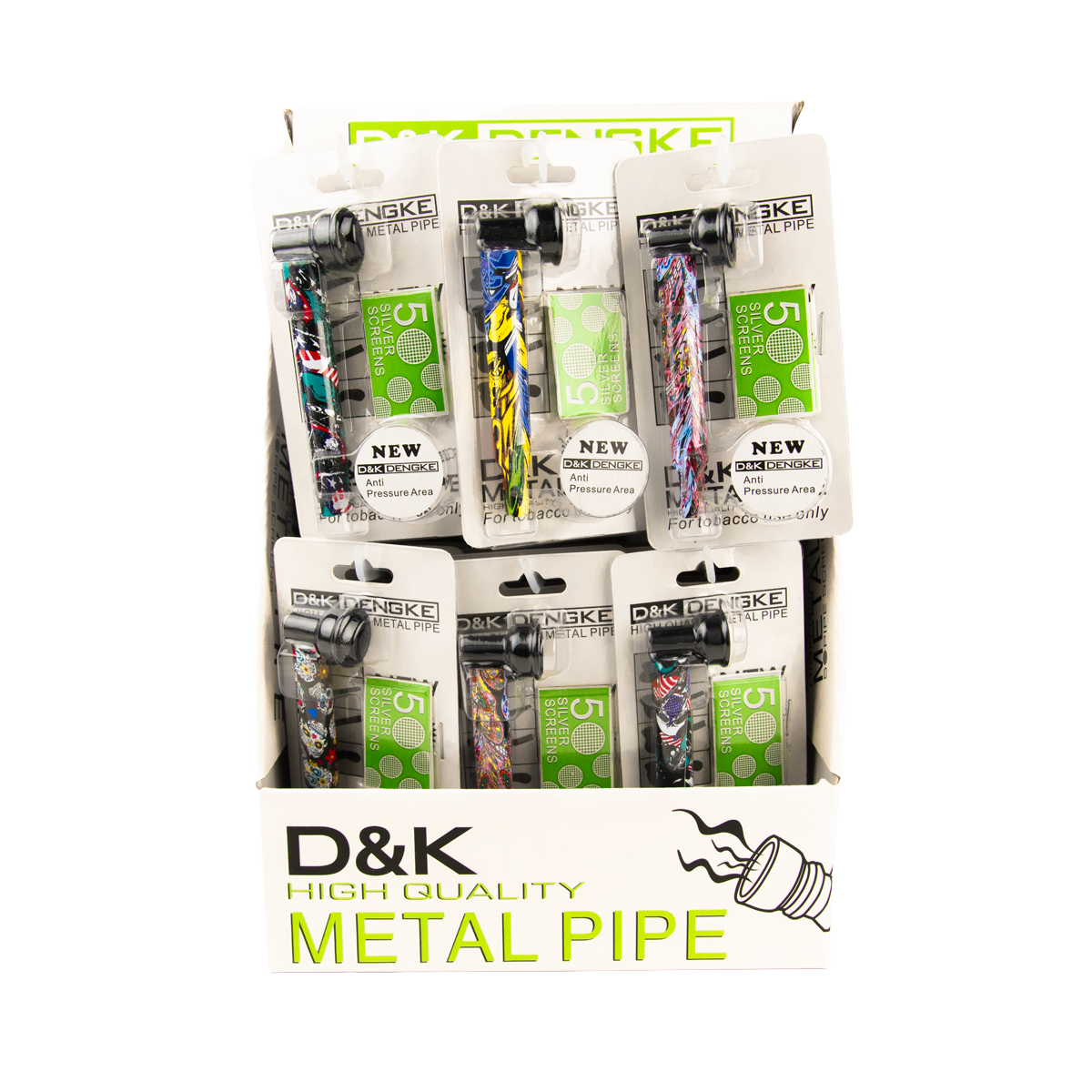 D&K Smokers Pipes: Metal Skull Design (24 pack)