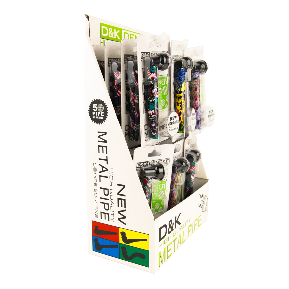 D&K Smokers Pipes: Metal Skull Design (24 pack)