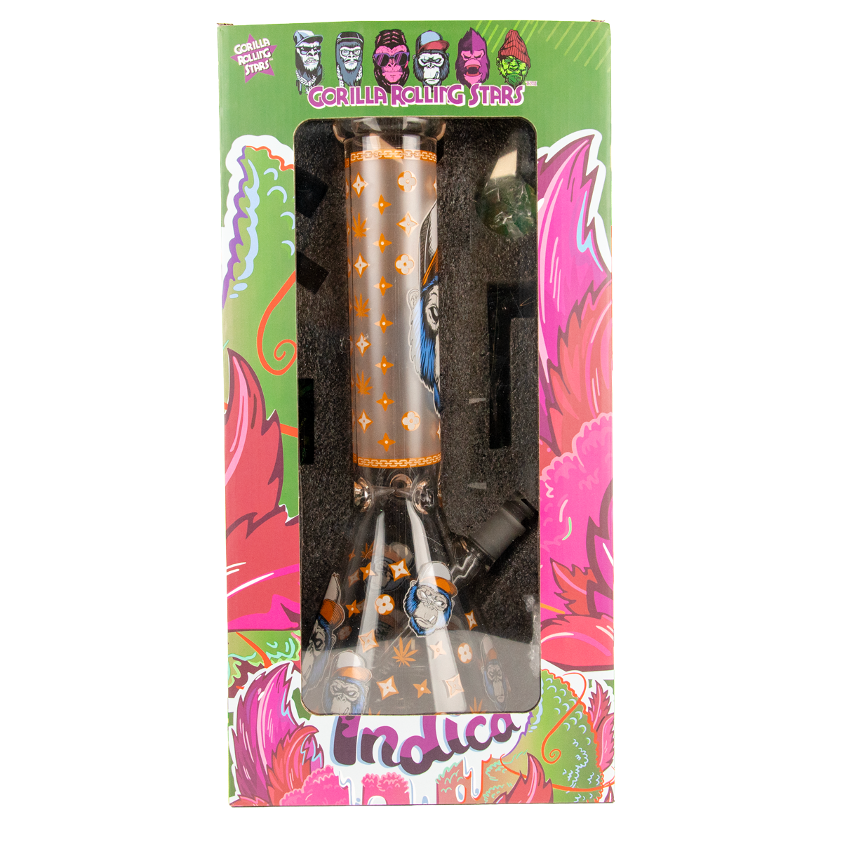 Large Bong Smokers Set - Indica Gorilla Rolling Stars
