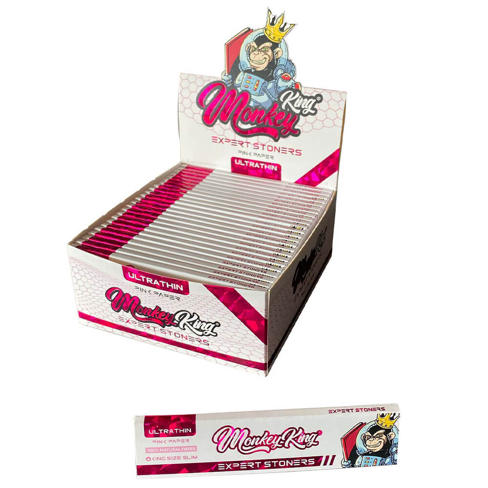 Monkey King Expert Stoners King Size Ultra Thin Rolling Papers - Pink (50pcs)