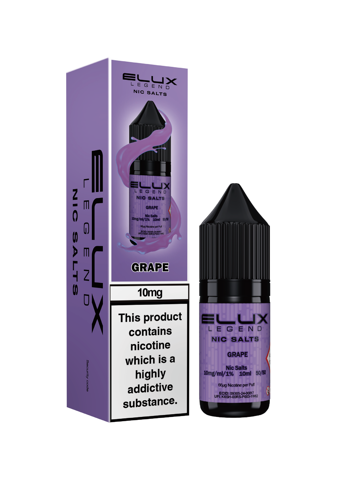 Elux Legend Nic Salts: Grape - 10mg (10 Pack)
