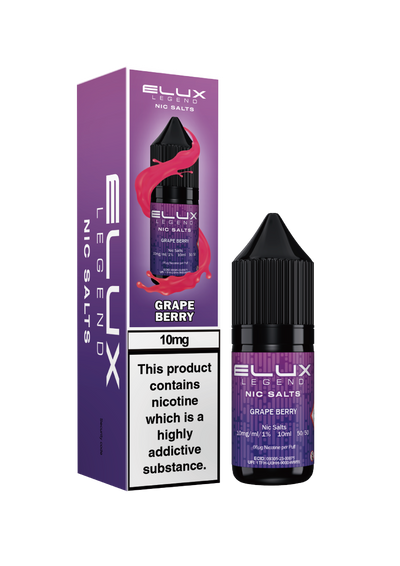 Elux Legend Nic Salts: Grape Berry - 20mg (10 Pack)