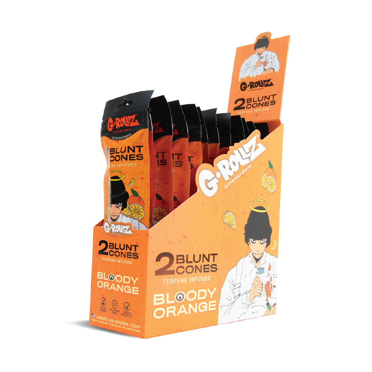 G-Rollz Blunt Cones Pouches: Bloody Orange - 2 Cones (12 Pack)