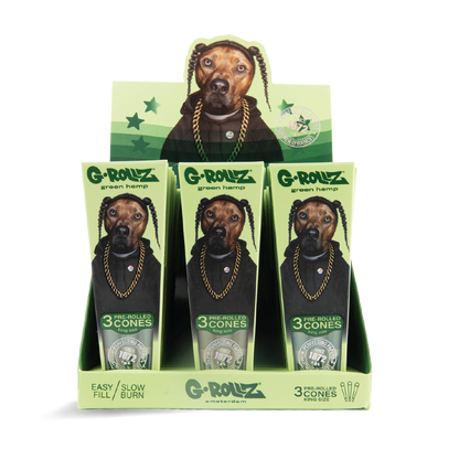 G-Rollz Pets Rock 'Rap' Organic Green Hemp King Size Pre-Rolled Cones 3pcs (24 Pack)