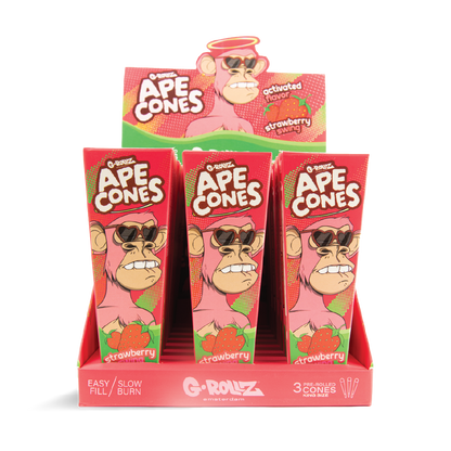 G-Rollz 'Ape Cones' King Size Pre-Rolled 3pcs Pack - Strawberry Swing (24 Pack)