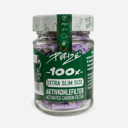 PURIZE® Activated Carbon Xtra Slim Filters Glass Jar (100 pcs)