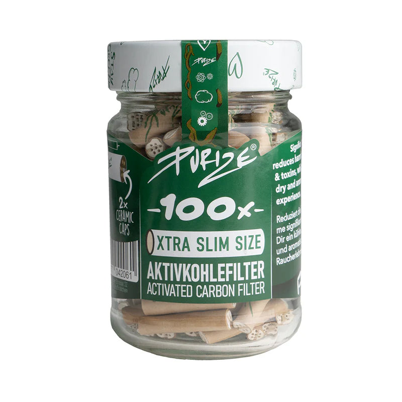 PURIZE® Activated Carbon Xtra Slim Filters Glass Jar (100 pcs)